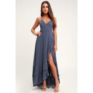 Lulus In Love Forever Granite Blue High-Low Dress
